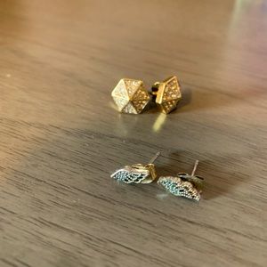 Geometric earrings and angel wing earrings